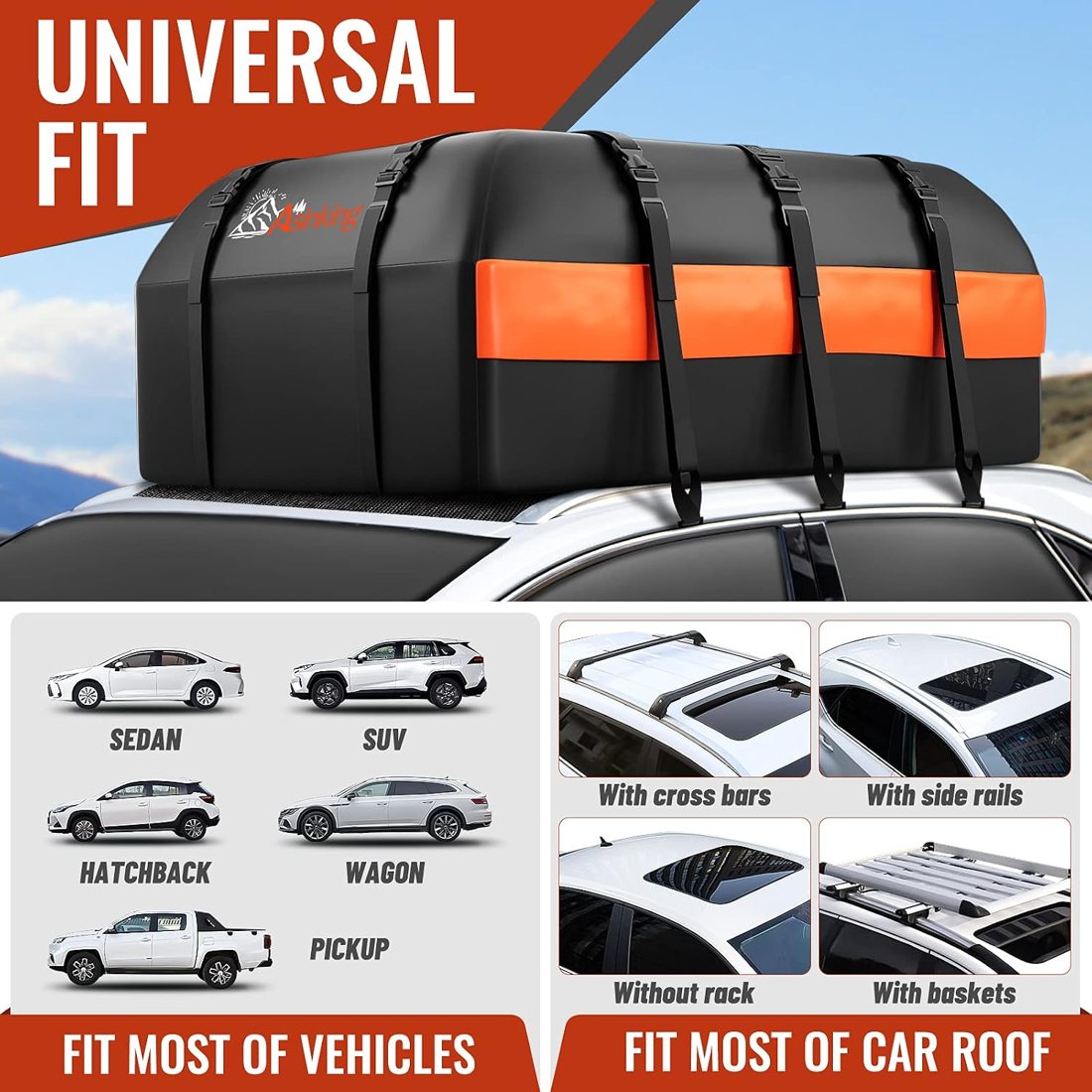 Asinking 840D Roof Bag, 15 Cu Ft — view 5