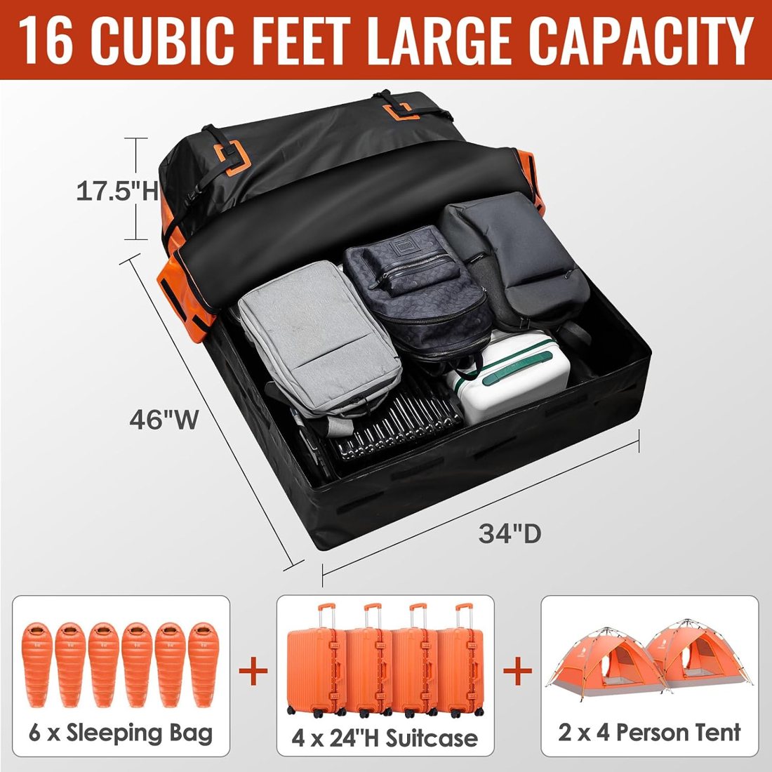 Asinking 840D Roof Bag, 16 Cu Ft — view 4