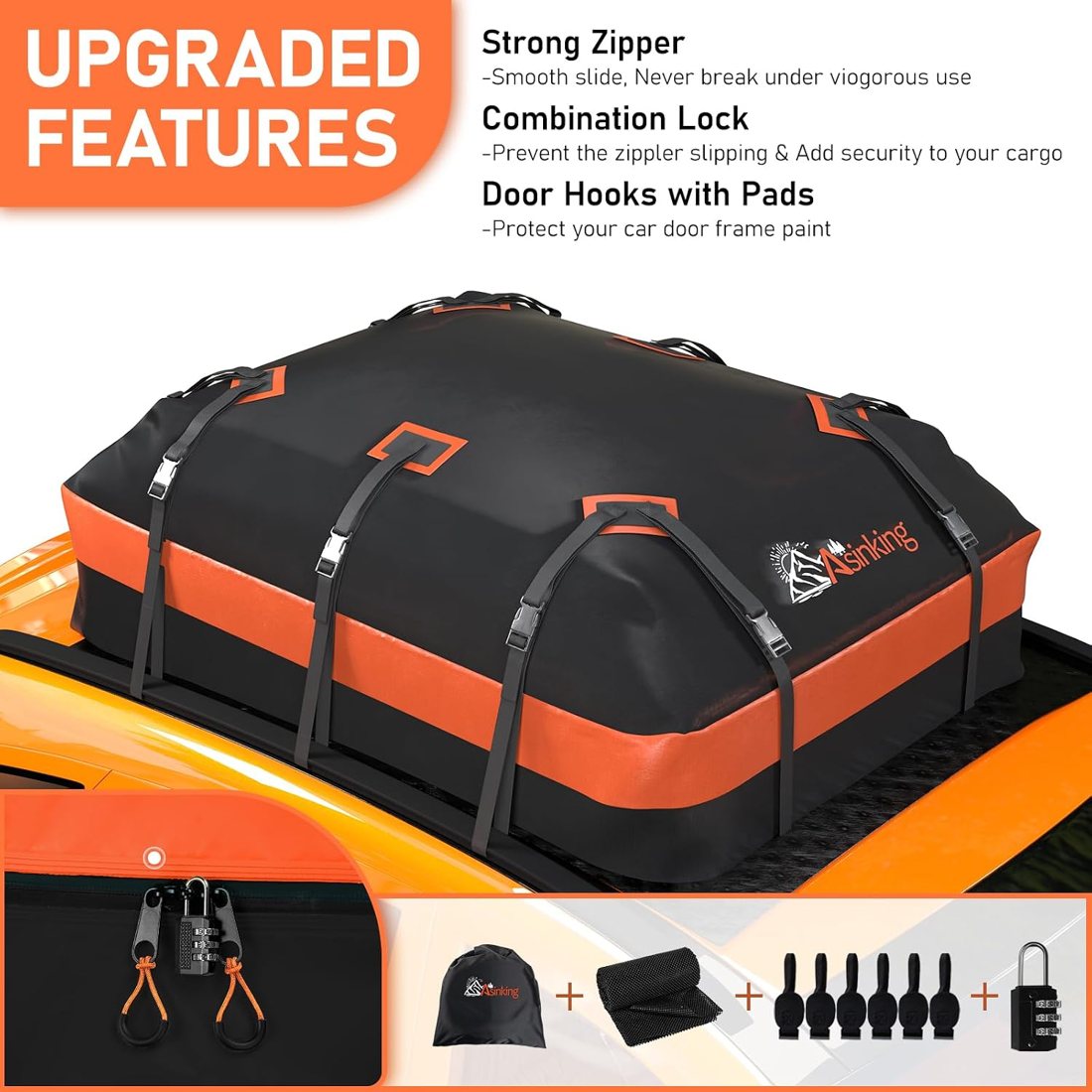 Asinking 900D Roof Bag, 21 Cu Ft, 10 Straps — view 2