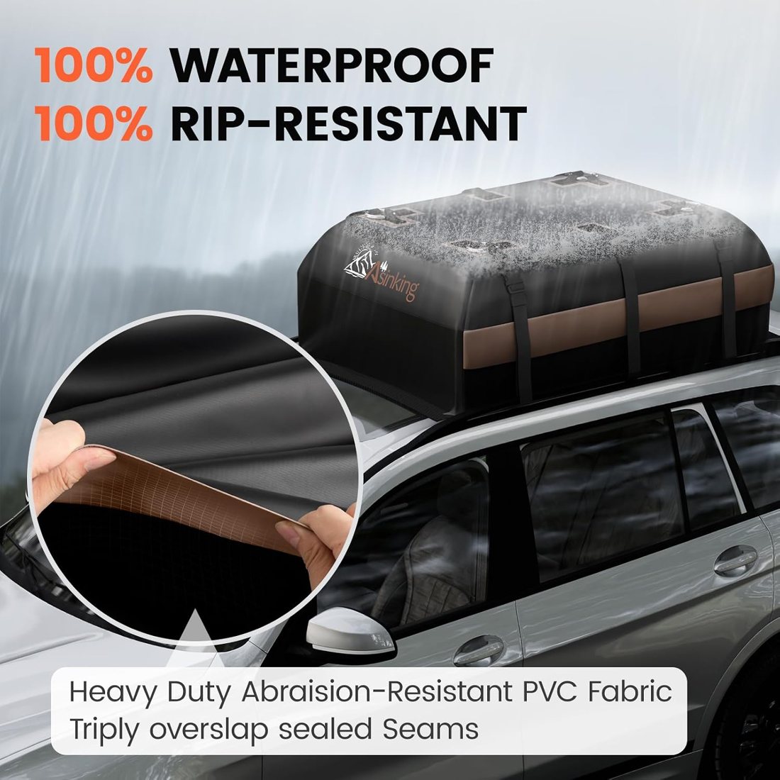 Asinking Triple-Reinforced Roof Bag, 15 Cu Ft, Brown — view 3