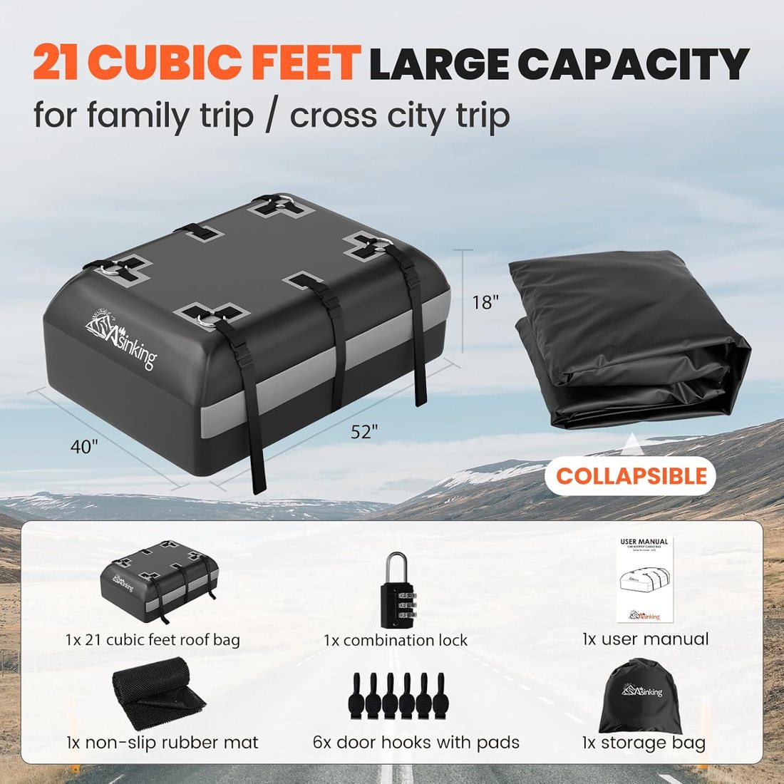 Asinking Triple-Reinforced Roof Bag, 21 Cu Ft — view 5