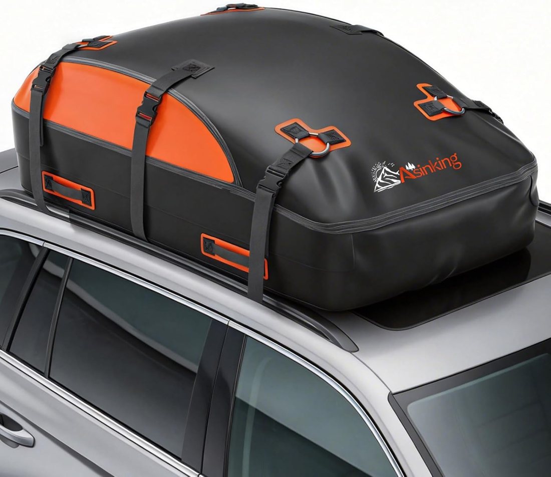 Asinking Ultimate Roof Bag, 20 Cu Ft, Black & Orange